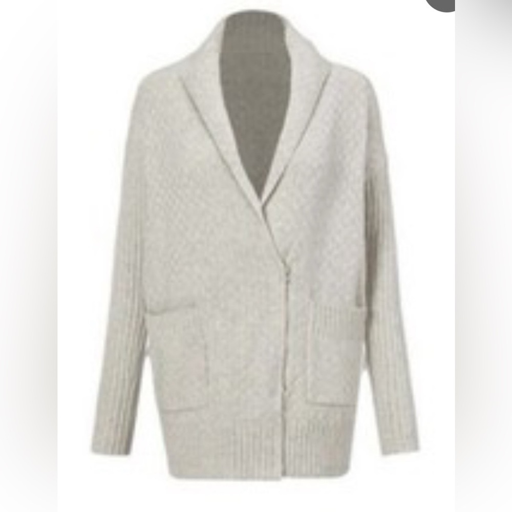 Cabi Women's Gray Heather Oatmeal Zip Cardigan Style Size XXS Oversized
